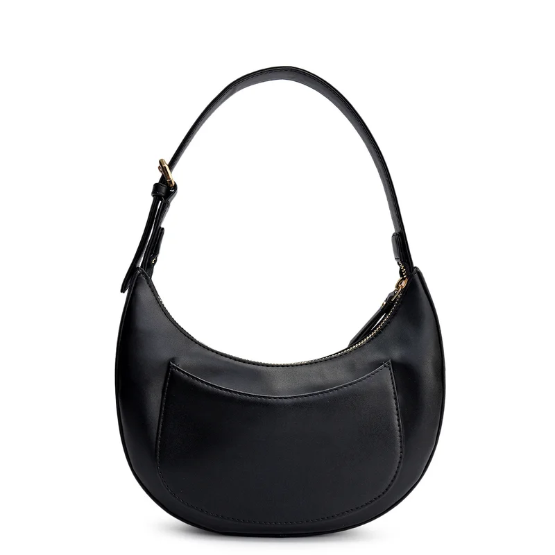 Da Milano Black Small Plain Leather Baguette - Black for Women | Best Price UAE